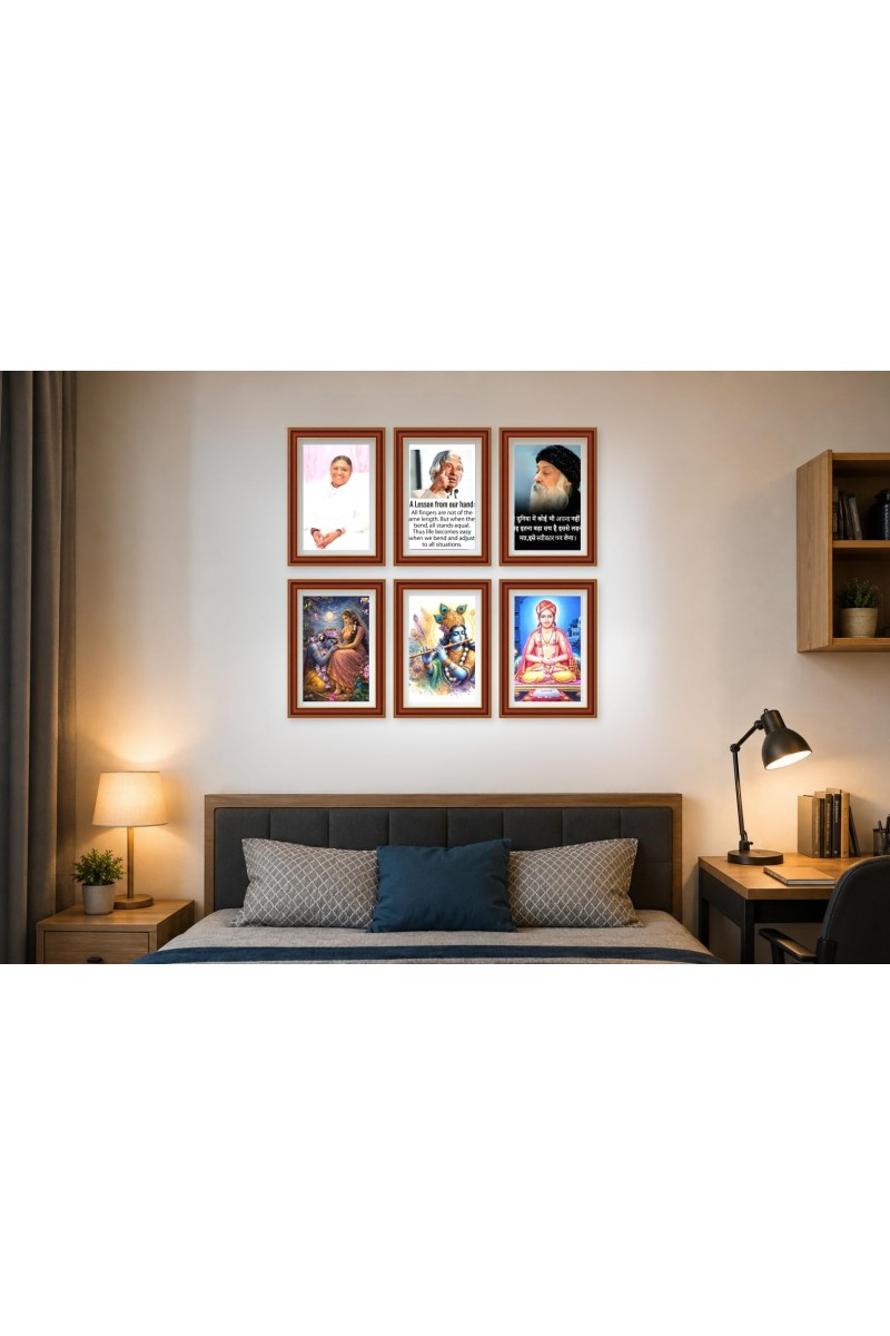 Pack Of 6 Laminated A4 Wall Posters | Spiritual, Motivational & Inspirational Designs | 250 GSM Photo Paper | Water-Resistant | Double-Sided Tape (F39267)