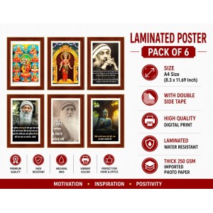 Pack Of 6 Laminated A4 Wall Posters | Spiritual, Motivational & Inspirational Designs | 250 GSM Photo Paper | Water-Resistant | Double-Sided Tape (F39348)