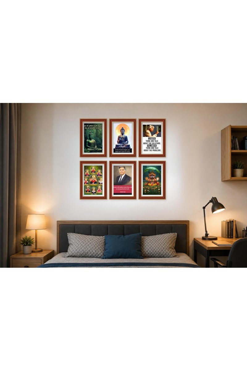 Pack Of 6 Laminated A4 Wall Posters | Spiritual, Motivational & Inspirational Designs | 250 GSM Photo Paper | Water-Resistant | Double-Sided Tape (F39450)