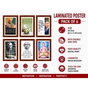 Pack Of 6 Laminated A4 Wall Posters | Spiritual, Motivational & Inspirational Designs | 250 GSM Photo Paper | Water-Resistant | Double-Sided Tape (F38988)