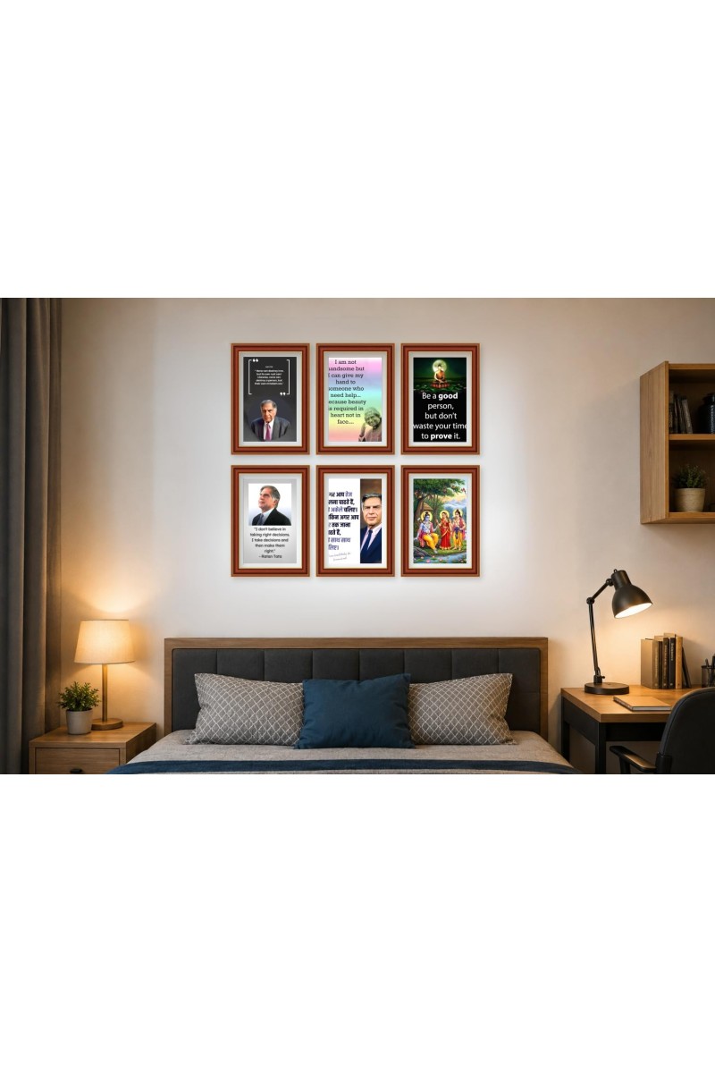 Pack Of 6 Laminated A4 Wall Posters | Spiritual, Motivational & Inspirational Designs | 250 GSM Photo Paper | Water-Resistant | Double-Sided Tape (F39040)