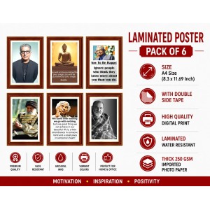 Pack Of 6 Laminated A4 Wall Posters | Spiritual, Motivational & Inspirational Designs | 250 GSM Photo Paper | Water-Resistant | Double-Sided Tape (F39107) Pack Of 6 Laminated A4 Wall Posters | Spiritual, Motivational & Inspirational Designs | 250 GSM Photo Paper | Water-Resistant | Double-Sided Tape (F39107)