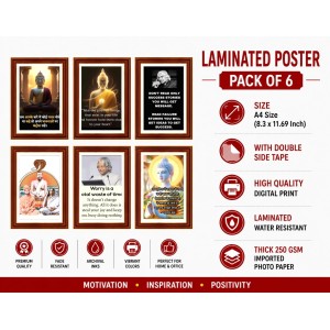 Pack Of 6 Laminated A4 Wall Posters | Spiritual, Motivational & Inspirational Designs | 250 GSM Photo Paper | Water-Resistant | Double-Sided Tape (F39180) Pack Of 6 Laminated A4 Wall Posters | Spiritual, Motivational & Inspirational Designs | 250 GSM Photo Paper | Water-Resistant | Double-Sided Tape (F39180)