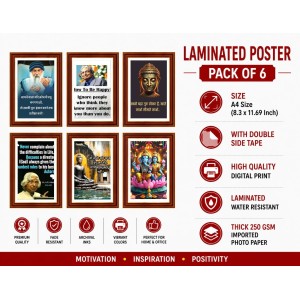 Pack Of 6 Laminated A4 Wall Posters | Spiritual, Motivational & Inspirational Designs | 250 GSM Photo Paper | Water-Resistant | Double-Sided Tape (F39140) Pack Of 6 Laminated A4 Wall Posters | Spiritual, Motivational & Inspirational Designs | 250 GSM Photo Paper | Water-Resistant | Double-Sided Tape (F39140)