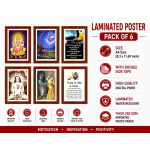 Pack Of 6 Laminated A4 Wall Posters | Spiritual, Motivational & Inspirational Designs | 250 GSM Photo Paper | Water-Resistant | Double-Sided Tape (F38984) Pack Of 6 Laminated A4 Wall Posters | Spiritual, Motivational & Inspirational Designs | 250 GSM Photo Paper | Water-Resistant | Double-Sided Tape (F38984)
