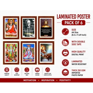 Pack Of 6 Laminated A4 Wall Posters | Spiritual, Motivational & Inspirational Designs | 250 GSM Photo Paper | Water-Resistant | Double-Sided Tape (F39060)