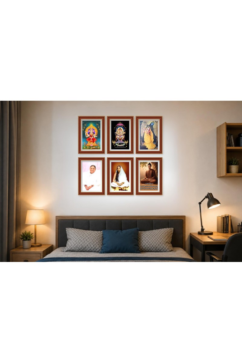 Pack Of 6 Laminated A4 Wall Posters | Spiritual, Motivational & Inspirational Designs | 250 GSM Photo Paper | Water-Resistant | Double-Sided Tape (F38989)