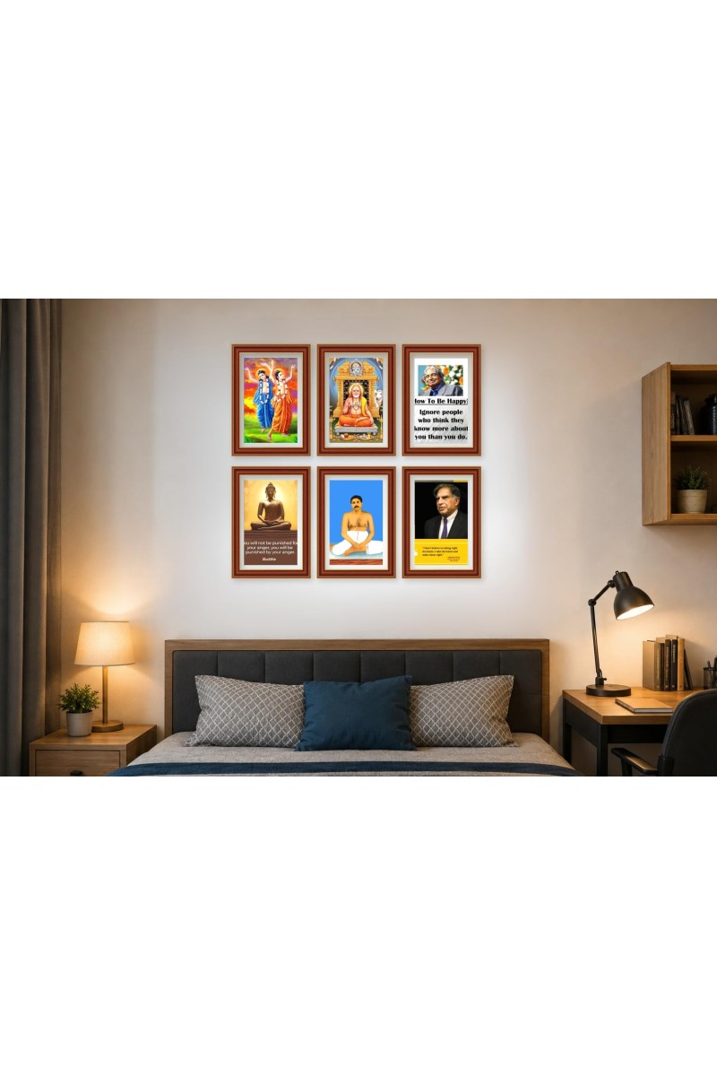 Pack Of 6 Laminated A4 Wall Posters | Spiritual, Motivational & Inspirational Designs | 250 GSM Photo Paper | Water-Resistant | Double-Sided Tape (F39075)
