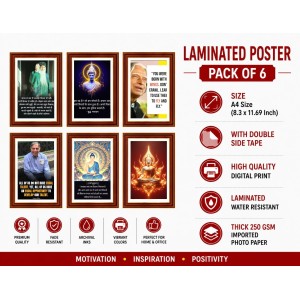 Pack Of 6 Laminated A4 Wall Posters | Spiritual, Motivational & Inspirational Designs | 250 GSM Photo Paper | Water-Resistant | Double-Sided Tape (F38957) Pack Of 6 Laminated A4 Wall Posters | Spiritual, Motivational & Inspirational Designs | 250 GSM Photo Paper | Water-Resistant | Double-Sided Tape (F38957)