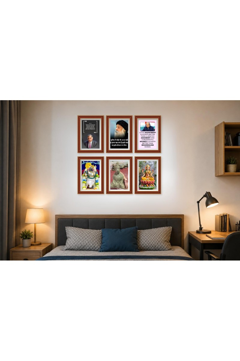 Pack Of 6 Laminated A4 Wall Posters | Spiritual, Motivational & Inspirational Designs | 250 GSM Photo Paper | Water-Resistant | Double-Sided Tape (F39417)