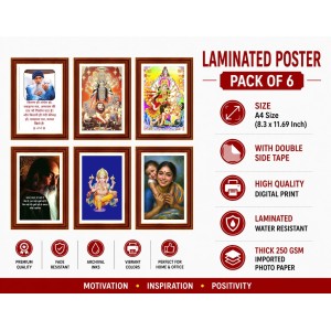 Pack Of 6 Laminated A4 Wall Posters | Spiritual, Motivational & Inspirational Designs | 250 GSM Photo Paper | Water-Resistant | Double-Sided Tape (F38972)