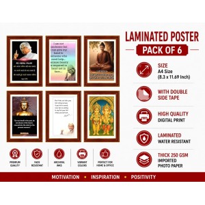 Pack Of 6 Laminated A4 Wall Posters | Spiritual, Motivational & Inspirational Designs | 250 GSM Photo Paper | Water-Resistant | Double-Sided Tape (F38973) Pack Of 6 Laminated A4 Wall Posters | Spiritual, Motivational & Inspirational Designs | 250 GSM Photo Paper | Water-Resistant | Double-Sided Tape (F38973)