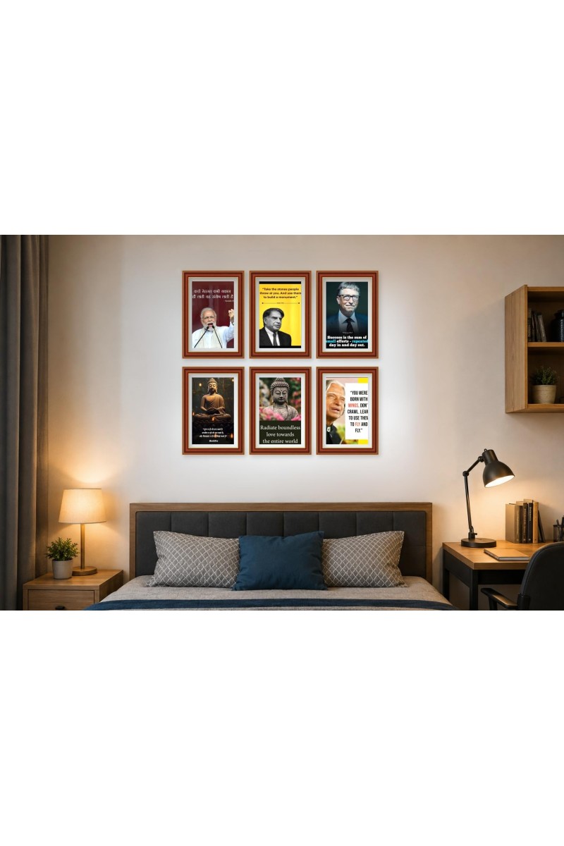 Pack Of 6 Laminated A4 Wall Posters | Spiritual, Motivational & Inspirational Designs | 250 GSM Photo Paper | Water-Resistant | Double-Sided Tape (F39368)