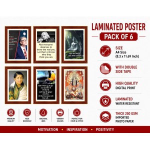 Pack Of 6 Laminated A4 Wall Posters | Spiritual, Motivational & Inspirational Designs | 250 GSM Photo Paper | Water-Resistant | Double-Sided Tape (F39249) Pack Of 6 Laminated A4 Wall Posters | Spiritual, Motivational & Inspirational Designs | 250 GSM Photo Paper | Water-Resistant | Double-Sided Tape (F39249)