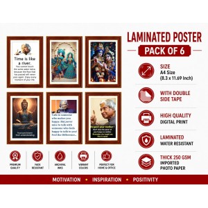 Pack Of 6 Laminated A4 Wall Posters | Spiritual, Motivational & Inspirational Designs | 250 GSM Photo Paper | Water-Resistant | Double-Sided Tape (F39446) Pack Of 6 Laminated A4 Wall Posters | Spiritual, Motivational & Inspirational Designs | 250 GSM Photo Paper | Water-Resistant | Double-Sided Tape (F39446)