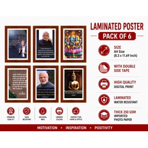 Pack Of 6 Laminated A4 Wall Posters | Spiritual, Motivational & Inspirational Designs | 250 GSM Photo Paper | Water-Resistant | Double-Sided Tape (F39282)
