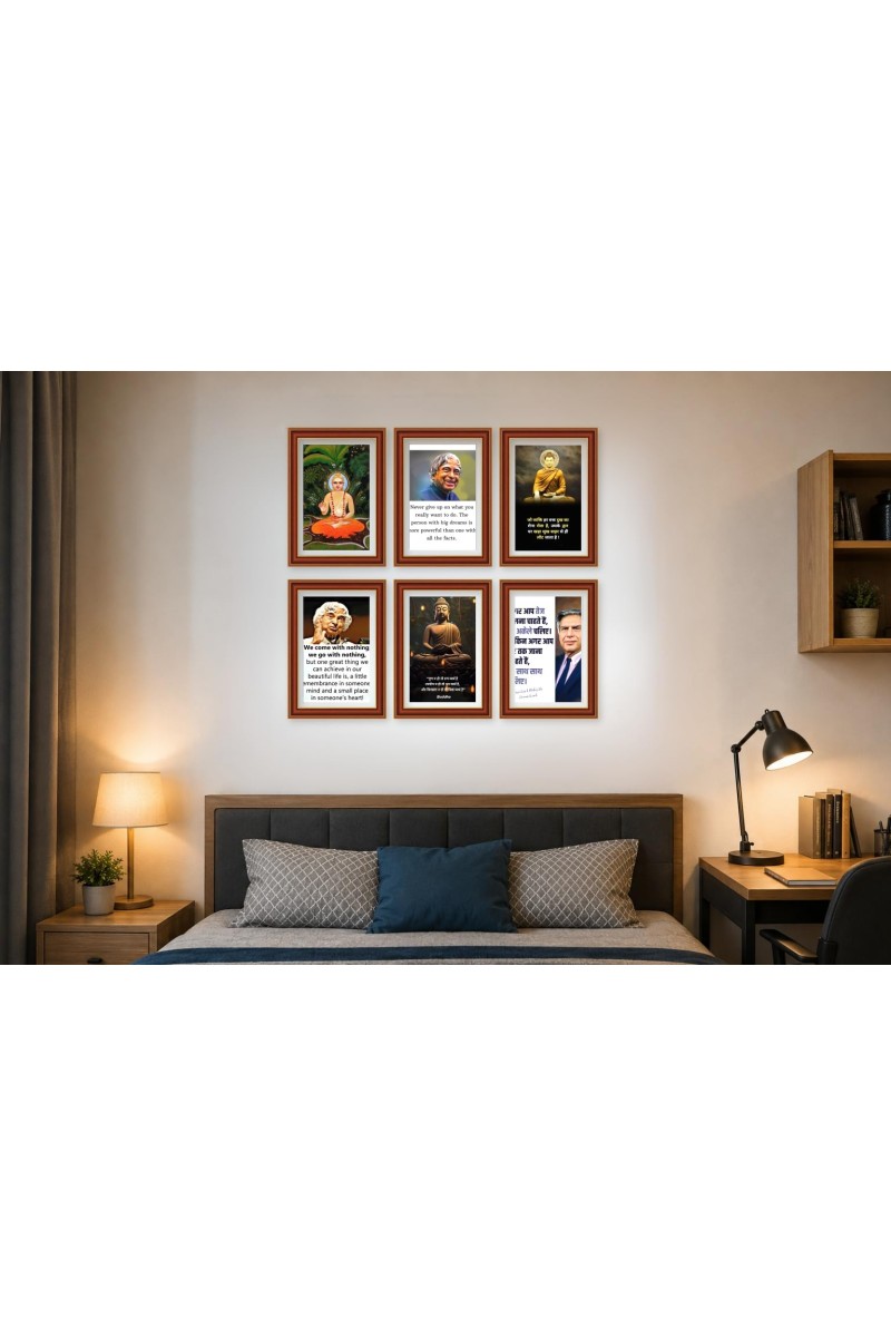Pack Of 6 Laminated A4 Wall Posters | Spiritual, Motivational & Inspirational Designs | 250 GSM Photo Paper | Water-Resistant | Double-Sided Tape (F39287)