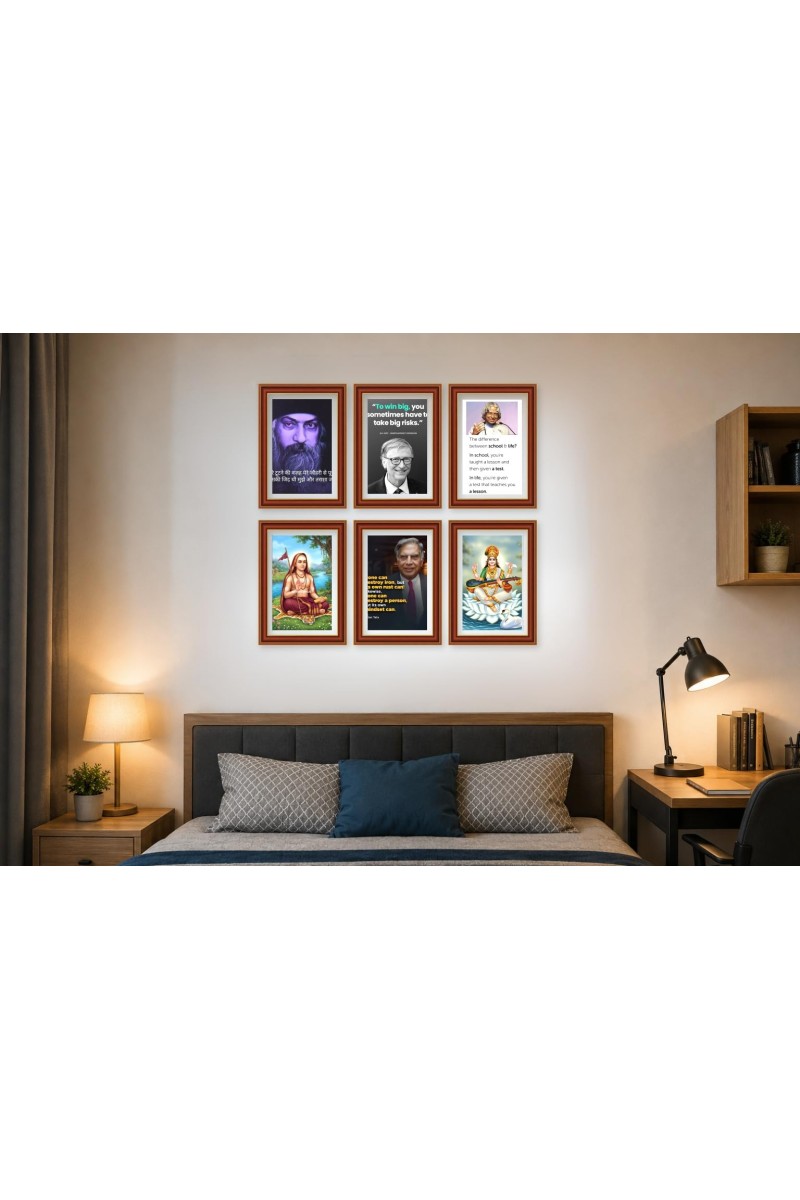 Pack Of 6 Laminated A4 Wall Posters | Spiritual, Motivational & Inspirational Designs | 250 GSM Photo Paper | Water-Resistant | Double-Sided Tape (F39066)