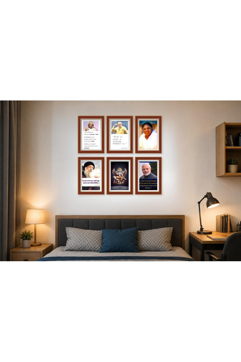 Pack Of 6 Laminated A4 Wall Posters | Spiritual, Motivational & Inspirational Designs | 250 GSM Photo Paper | Water-Resistant | Double-Sided Tape (F39142)