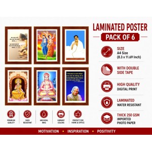 Pack Of 6 Laminated A4 Wall Posters | Spiritual, Motivational & Inspirational Designs | 250 GSM Photo Paper | Water-Resistant | Double-Sided Tape (F39332) Pack Of 6 Laminated A4 Wall Posters | Spiritual, Motivational & Inspirational Designs | 250 GSM Photo Paper | Water-Resistant | Double-Sided Tape (F39332)