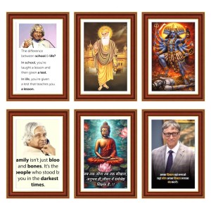 Pack Of 6 Laminated A4 Wall Posters | Spiritual, Motivational & Inspirational Designs | 250 GSM Photo Paper | Water-Resistant | Double-Sided Tape (F39291)