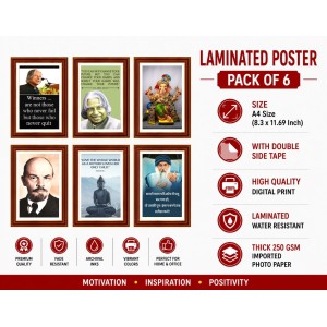 Pack Of 6 Laminated A4 Wall Posters | Spiritual, Motivational & Inspirational Designs | 250 GSM Photo Paper | Water-Resistant | Double-Sided Tape (F39263) Pack Of 6 Laminated A4 Wall Posters | Spiritual, Motivational & Inspirational Designs | 250 GSM Photo Paper | Water-Resistant | Double-Sided Tape (F39263)