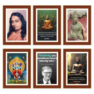 Pack Of 6 Laminated A4 Wall Posters | Spiritual, Motivational & Inspirational Designs | 250 GSM Photo Paper | Water-Resistant | Double-Sided Tape (F39346)
