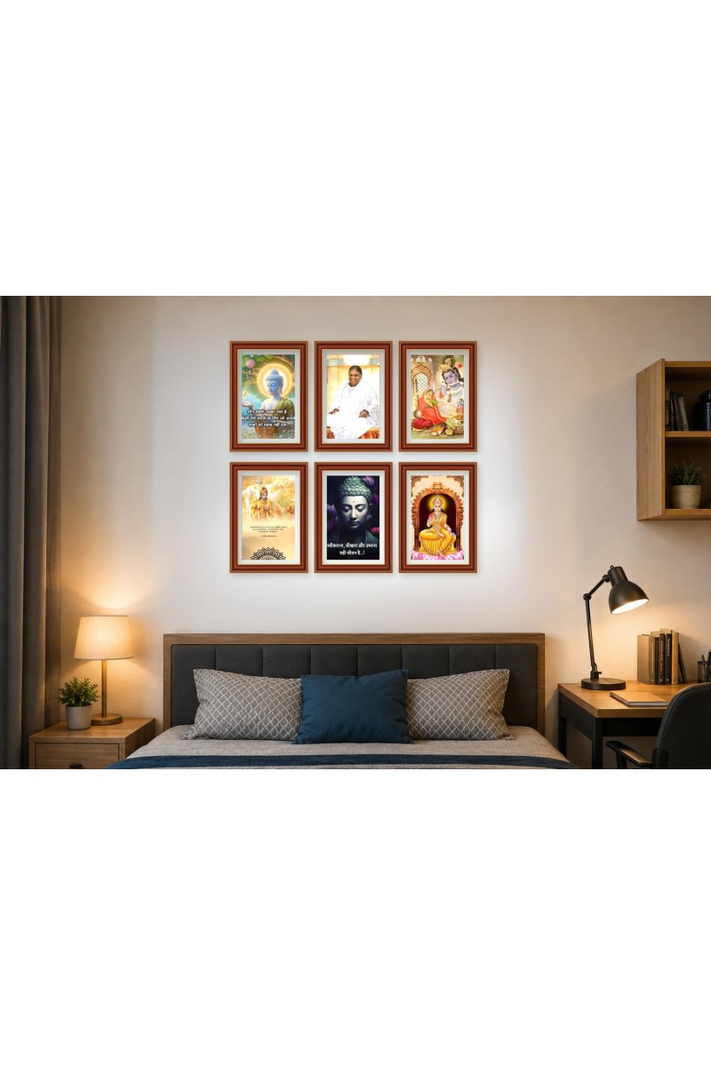 Pack Of 6 Laminated A4 Wall Posters | Spiritual, Motivational & Inspirational Designs | 250 GSM Photo Paper | Water-Resistant | Double-Sided Tape (F39352)