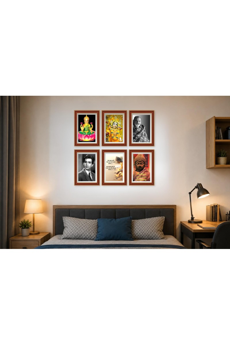 Pack Of 6 Laminated A4 Wall Posters | Spiritual, Motivational & Inspirational Designs | 250 GSM Photo Paper | Water-Resistant | Double-Sided Tape (F39305)
