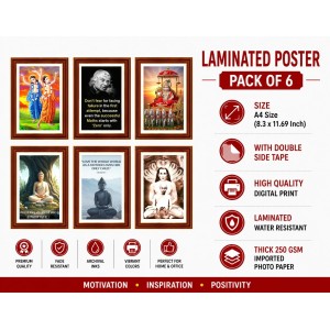 Pack Of 6 Laminated A4 Wall Posters | Spiritual, Motivational & Inspirational Designs | 250 GSM Photo Paper | Water-Resistant | Double-Sided Tape (F39289)