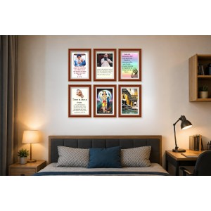 Pack Of 6 Laminated A4 Wall Posters | Spiritual, Motivational & Inspirational Designs | 250 GSM Photo Paper | Water-Resistant | Double-Sided Tape (F39309)