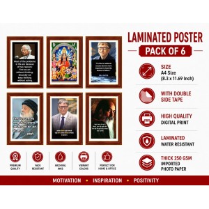 Pack Of 6 Laminated A4 Wall Posters | Spiritual, Motivational & Inspirational Designs | 250 GSM Photo Paper | Water-Resistant | Double-Sided Tape (F39032) Pack Of 6 Laminated A4 Wall Posters | Spiritual, Motivational & Inspirational Designs | 250 GSM Photo Paper | Water-Resistant | Double-Sided Tape (F39032)