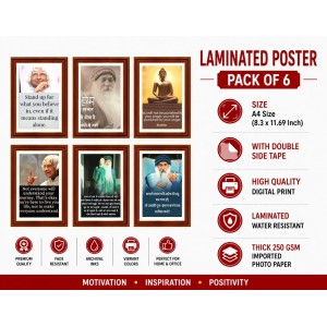 Pack Of 6 Laminated A4 Wall Posters | Spiritual, Motivational & Inspirational Designs | 250 GSM Photo Paper | Water-Resistant | Double-Sided Tape (F39331) Pack Of 6 Laminated A4 Wall Posters | Spiritual, Motivational & Inspirational Designs | 250 GSM Photo Paper | Water-Resistant | Double-Sided Tape (F39331)
