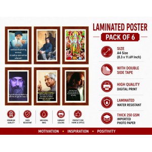 Pack Of 6 Laminated A4 Wall Posters | Spiritual, Motivational & Inspirational Designs | 250 GSM Photo Paper | Water-Resistant | Double-Sided Tape (F39076) Pack Of 6 Laminated A4 Wall Posters | Spiritual, Motivational & Inspirational Designs | 250 GSM Photo Paper | Water-Resistant | Double-Sided Tape (F39076)