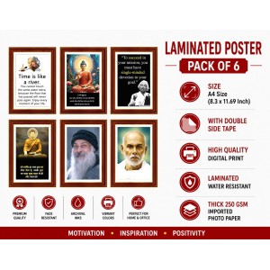 Pack Of 6 Laminated A4 Wall Posters | Spiritual, Motivational & Inspirational Designs | 250 GSM Photo Paper | Water-Resistant | Double-Sided Tape (F39261) Pack Of 6 Laminated A4 Wall Posters | Spiritual, Motivational & Inspirational Designs | 250 GSM Photo Paper | Water-Resistant | Double-Sided Tape (F39261)