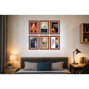 Pack Of 6 Laminated A4 Wall Posters | Spiritual, Motivational & Inspirational Designs | 250 GSM Photo Paper | Water-Resistant | Double-Sided Tape (F39338)