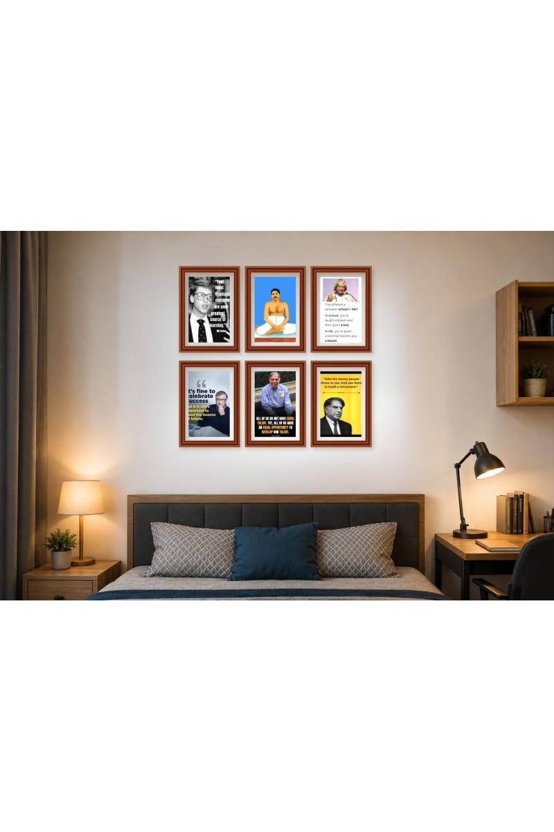 Pack Of 6 Laminated A4 Wall Posters | Spiritual, Motivational & Inspirational Designs | 250 GSM Photo Paper | Water-Resistant | Double-Sided Tape (F39295)
