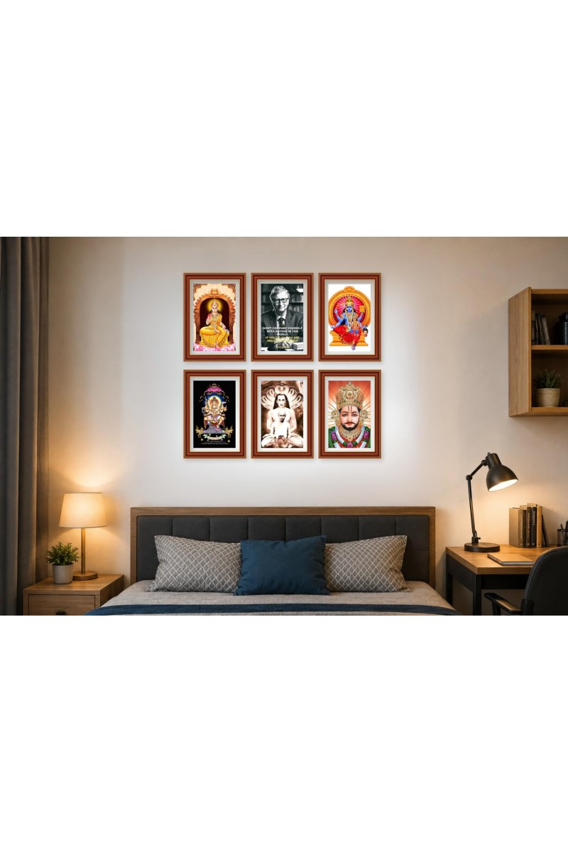 Pack Of 6 Laminated A4 Wall Posters | Spiritual, Motivational & Inspirational Designs | 250 GSM Photo Paper | Water-Resistant | Double-Sided Tape (F39183)