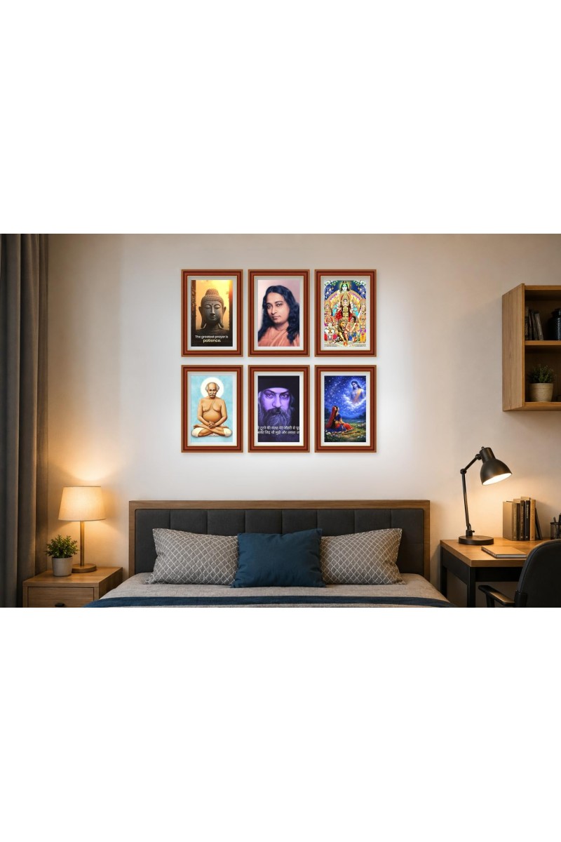 Pack Of 6 Laminated A4 Wall Posters | Spiritual, Motivational & Inspirational Designs | 250 GSM Photo Paper | Water-Resistant | Double-Sided Tape (F39079)