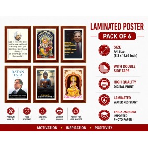 Pack Of 6 Laminated A4 Wall Posters | Spiritual, Motivational & Inspirational Designs | 250 GSM Photo Paper | Water-Resistant | Double-Sided Tape (F38976) Pack Of 6 Laminated A4 Wall Posters | Spiritual, Motivational & Inspirational Designs | 250 GSM Photo Paper | Water-Resistant | Double-Sided Tape (F38976)