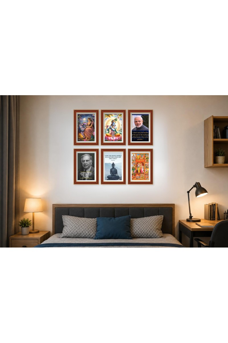 Pack Of 6 Laminated A4 Wall Posters | Spiritual, Motivational & Inspirational Designs | 250 GSM Photo Paper | Water-Resistant | Double-Sided Tape (F39130)