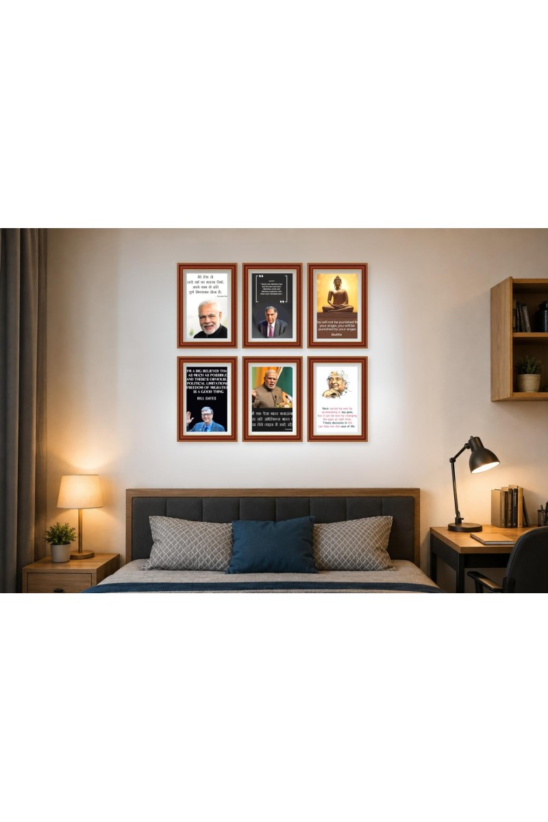 Pack Of 6 Laminated A4 Wall Posters | Spiritual, Motivational & Inspirational Designs | 250 GSM Photo Paper | Water-Resistant | Double-Sided Tape (F39399)