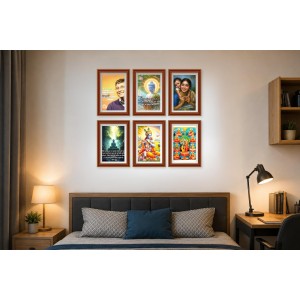 Pack Of 6 Laminated A4 Wall Posters | Spiritual, Motivational & Inspirational Designs | 250 GSM Photo Paper | Water-Resistant | Double-Sided Tape (F39004)