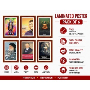Pack Of 6 Laminated A4 Wall Posters | Spiritual, Motivational & Inspirational Designs | 250 GSM Photo Paper | Water-Resistant | Double-Sided Tape (F39115) Pack Of 6 Laminated A4 Wall Posters | Spiritual, Motivational & Inspirational Designs | 250 GSM Photo Paper | Water-Resistant | Double-Sided Tape (F39115)