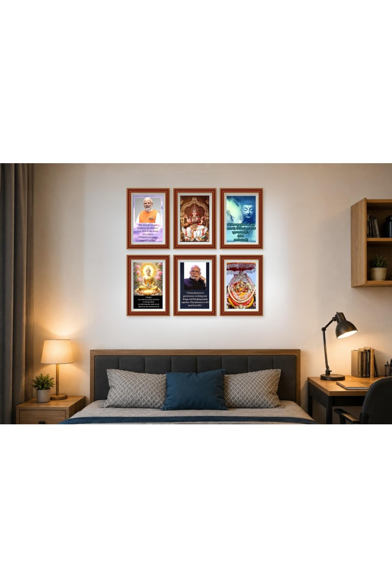 Pack Of 6 Laminated A4 Wall Posters | Spiritual, Motivational & Inspirational Designs | 250 GSM Photo Paper | Water-Resistant | Double-Sided Tape (F39242)