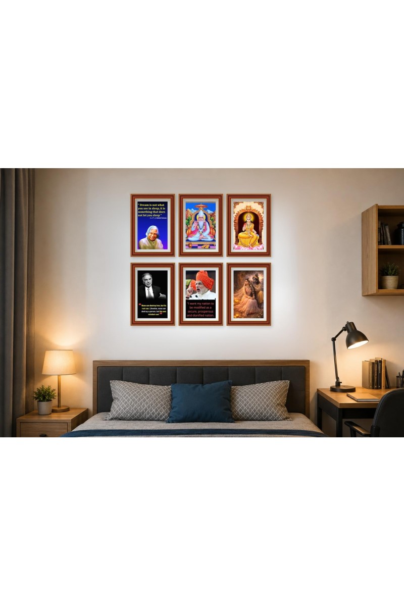 Pack Of 6 Laminated A4 Wall Posters | Spiritual, Motivational & Inspirational Designs | 250 GSM Photo Paper | Water-Resistant | Double-Sided Tape (F39153)