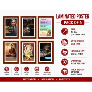 Pack Of 6 Laminated A4 Wall Posters | Spiritual, Motivational & Inspirational Designs | 250 GSM Photo Paper | Water-Resistant | Double-Sided Tape (F39212) Pack Of 6 Laminated A4 Wall Posters | Spiritual, Motivational & Inspirational Designs | 250 GSM Photo Paper | Water-Resistant | Double-Sided Tape (F39212)