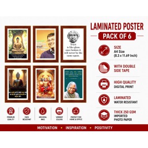Pack Of 6 Laminated A4 Wall Posters | Spiritual, Motivational & Inspirational Designs | 250 GSM Photo Paper | Water-Resistant | Double-Sided Tape (F39113) Pack Of 6 Laminated A4 Wall Posters | Spiritual, Motivational & Inspirational Designs | 250 GSM Photo Paper | Water-Resistant | Double-Sided Tape (F39113)