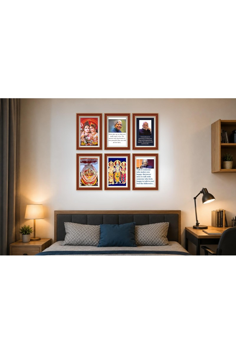 Pack Of 6 Laminated A4 Wall Posters | Spiritual, Motivational & Inspirational Designs | 250 GSM Photo Paper | Water-Resistant | Double-Sided Tape (F39206)