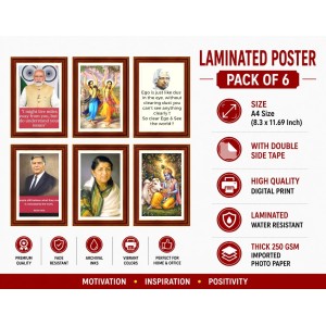 Pack Of 6 Laminated A4 Wall Posters | Spiritual, Motivational & Inspirational Designs | 250 GSM Photo Paper | Water-Resistant | Double-Sided Tape (F39245) Pack Of 6 Laminated A4 Wall Posters | Spiritual, Motivational & Inspirational Designs | 250 GSM Photo Paper | Water-Resistant | Double-Sided Tape (F39245)